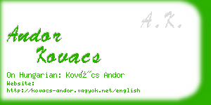 andor kovacs business card